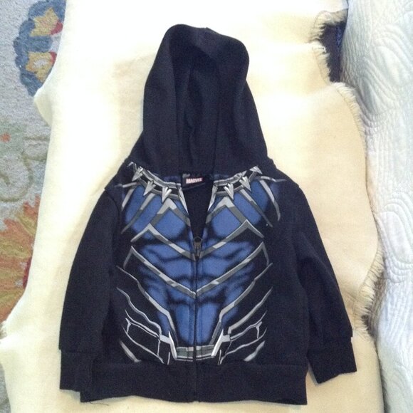 Marvel Black Panther 2022 graphic zip up Hoodie; 12 mo. 2 pockets, Kidcore, Boys - Picture 3 of 5